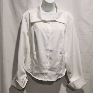 Button Down Blouse with Oversized Collar and Cuffs Size 1XL NWOT #192